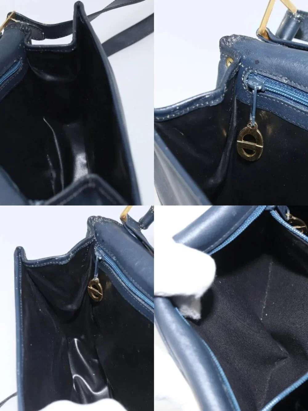 Christian Dior Shoulder Bag Leather Navy Gold Auth bs33272 - Picture 15 of 16